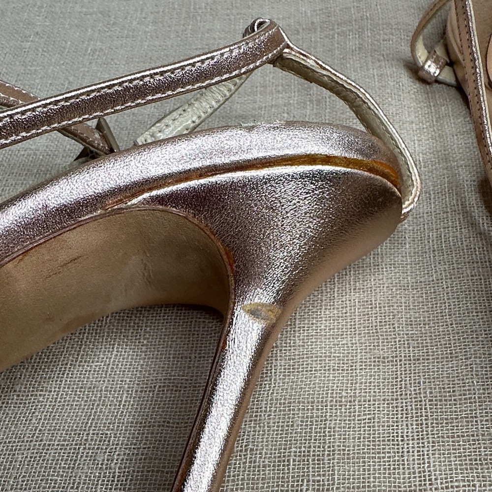Jimmy Choo Metallic Rose Gold Strappy Heels - Picture 13 of 14